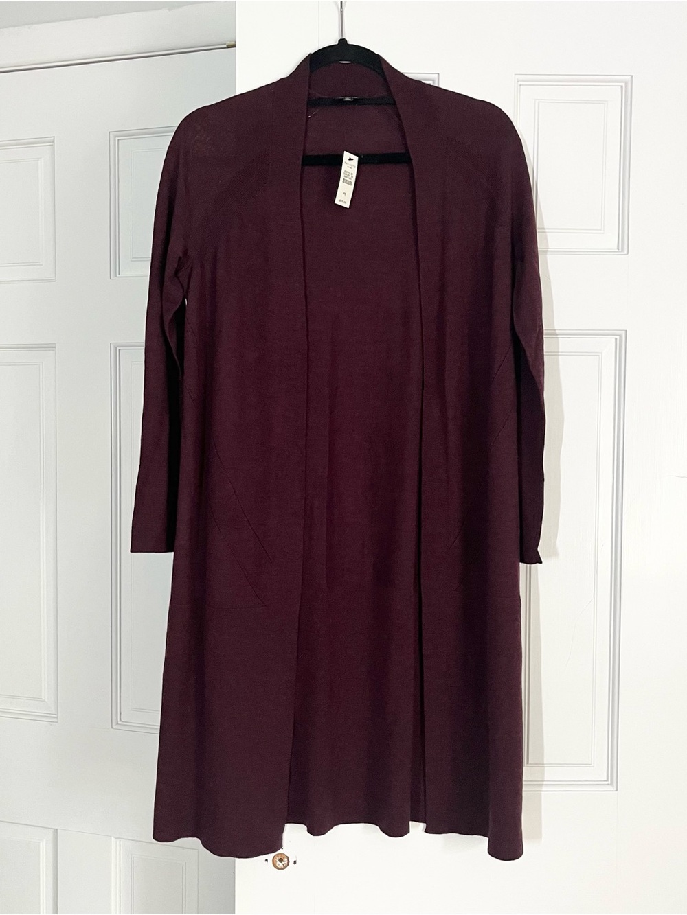 Talbots 100% Pure Merino Wool Petite Open-Front Cardigan in Wine Color